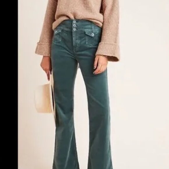 Anthropologie Pilcro High Rise Bootcut Corduroy Pants Jeans Green 29 $128 - Picture 2 of 3